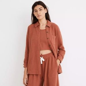 NWT Madewell textural knit shirt-jacket (XS) in Weathered Brick